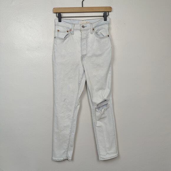 Levi's Ribcage Straight Ankle Jeans Womens 28 Light‎ Wash Stretch High Rise - Picture 1 of 12